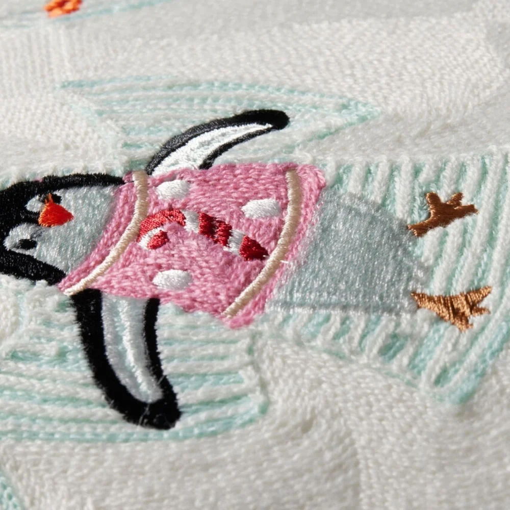 Embroidered Snow Angels Pillow